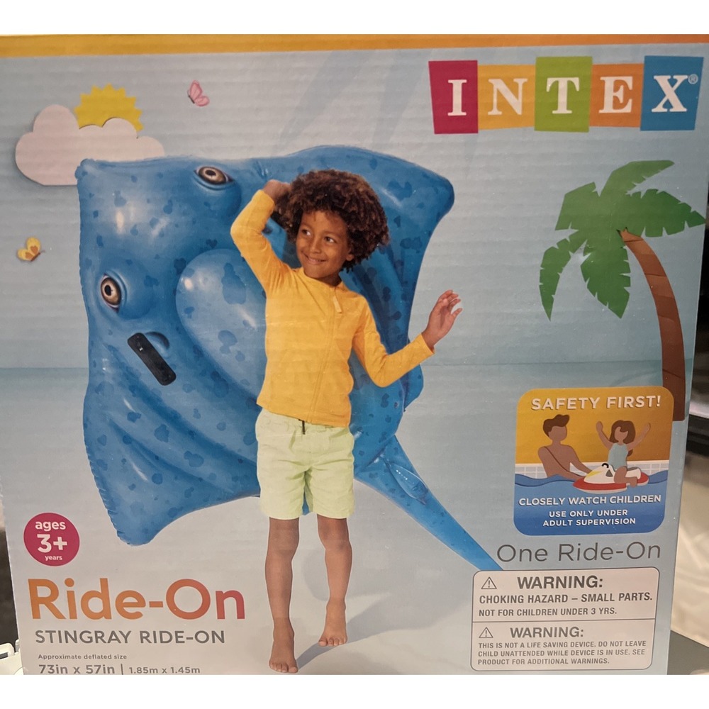Intex BLUE STINGRAY Inflatable Pool Rider 73" X 57" New Sealed!